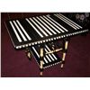 Image 1 : HAND PAINTED BLACK & WHITE SERVING CART, ON WHEELS