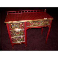 EXQUISITE HAND PAINTED RED & GOLD CHINESE STYLE DESK