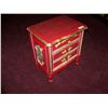 Image 1 : RED & GOLD, HAND PAINTED MIRRORED NIGHT STAND