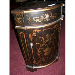 HAND PAINTED BLACK & GOLD CORNER CABINET