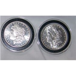 (2X$) MORGAN SILVER DOLLARS, 1880-S B.U & 1883-O M.S