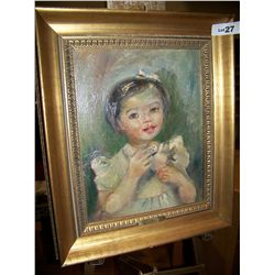 GEORGE CHANN ( CHINESE/AMERICAN 1913-1995) PORTRAIT OF THE ARTIST DAUGHTER, OIL ON CANVAS