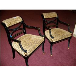 (2X$) 20TH CENTURY EMPIRE STYLE CHAIRS W/ LEOPARD PRINT