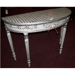 SILVER & GREY HALF ROUND TABLE