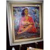 Image 1 : JAY APPERE VINTAGE OIL ON CANVAS FRAMED PAINTING, "BEAUTIFUL GIRL IN KIMINO W/ MANDOLIN"