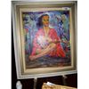 Image 2 : JAY APPERE VINTAGE OIL ON CANVAS FRAMED PAINTING, "BEAUTIFUL GIRL IN KIMINO W/ MANDOLIN"