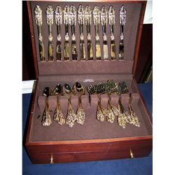 VINTAGE BOX OF GOLD PLATED FLATWARE SET