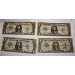 (4X$) U.S $1 SILVER CERTIFICATES, LARGE CURRENCY SERIES 1923