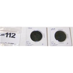 (2X$) RARE U.S LARGE CENTS, FINE CONDITION 1818 & 1819
