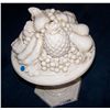 Image 2 : PORCELAIN DECORATIVE FRUIT BOWL, 17'T X 12W WITH REPAIRED BASE