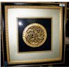 Image 1 : CUSTOM GOLD & BLACK FRAMED ASIAN HAND CARVED MEDALLION, WITH FISH