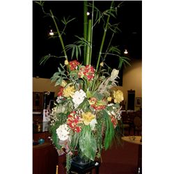 LARGE SILK FLORAL DISPLAY IN URN