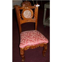 HAND CARVED ELEGANT ANTIQUE STYLE KINGS SIDE CHAIR