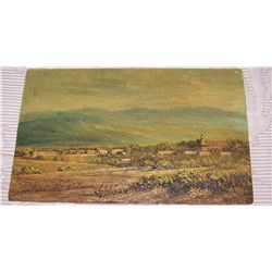 JOSE MARIA DE VELASCO, ORIGINAL PAINTING ON POSTCARD, 1908 "TEMASCALCINGO"  3.5T X 5.5W