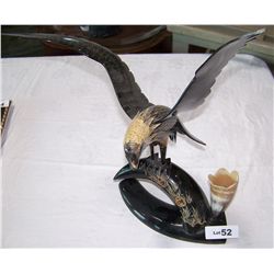 HAND CARVED EAGLE STATUE, MADE FROM COW BONES
