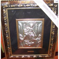 PAOLO SCHIRALDI "AVA MARIA" .925 SILVER LAYERED CUSTOM FRAMED BAS RELIEF, MADE IN ITALY
