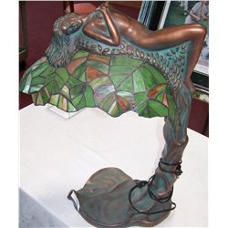 TIFFANY STYLE, COMPOSITE, "NUDE" STAINED GLASS LAMP