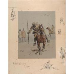 Snaffles, Indian Cavalry, coloured print, sig...