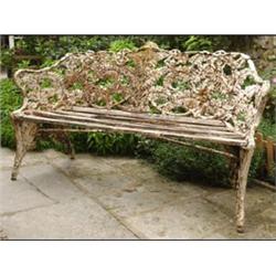 A Coalbrookdale Painted Three Seater Iron Gar...