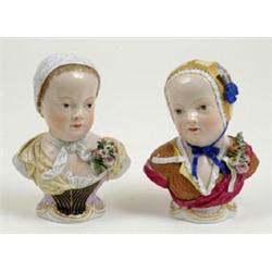 A Pair of 19th Century Meissen Porcelain Bust...