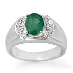 Genuine 2.15 ctw Emerald & Diamond Men's Ring 10K Gold