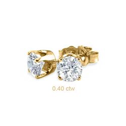 Natural 0.40 ctw Diamond Stud Earrings 14K Yellow Gold