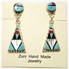 Image 1 : Zuni Multi-Stone Inlay Sun Face Sterling Silver Post Earrings - Carol Niiha