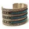 Image 2 : Vintage Old Pawn Zuni Turquoise Petit Point Sterling Silver Cuff Bracelet - HM