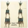 Image 1 : Zuni Turquoise Needlepoint Sterling Silver Post Earrings - Arlene Quam