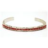 Image 1 : Zuni Coral Overlay Sterling Silver Cuff Bracelet - Sheldon Lalio