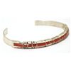 Image 2 : Zuni Coral Overlay Sterling Silver Cuff Bracelet - Sheldon Lalio