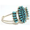 Image 2 : Zuni Turquoise Needlepoint Sterling Silver Cuff Bracelet - Valencia Halusewa