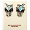 Image 1 : Zuni Multi-Stone Inlay Thunderbird Sterling Silver Post Earrings - Fabian Cellicion