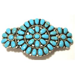 Navajo Turquoise Cluster Sterling Silver Hair Barrette - Juliana Williams