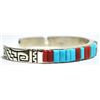 Image 2 : Navajo Multi-Stone Sun Face Sterling Silver Cuff Bracelet - Wilbert Manning