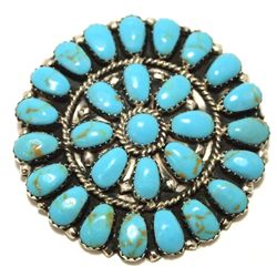 Navajo Turquoise Cluster Sterling Silver Pendant & Pin - Juliana Williams