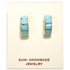 Image 1 : Zuni Turquoise Inlay Sterling Silver Half-Ring Post Earrings - Glennetta Luna