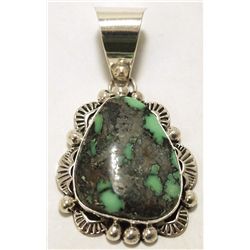 Navajo New Lander Turquoise Sterling Silver Pendant - Mary Ann Spencer