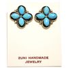 Image 1 : Zuni Turquoise Sterling Silver Post Earrings - Kenneth Natewa