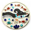 Image 1 : Zuni Multi-Stone Sea Serpent Sterling Silver Circle Pendant & Pin - Rudell & Nancy Laconsello