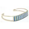 Image 2 : Zuni Light Blue Opal Inlay Sterling Silver Cuff Bracelet - Cheryl Siutza