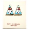 Image 1 : Zuni Multi-Stone Inlay Sterling Silver Post Earrings - Carol Niiha