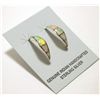 Image 2 : Zuni Opal Inlay Sterling Silver Half-Ring Post Earrings - Debbie Livingston