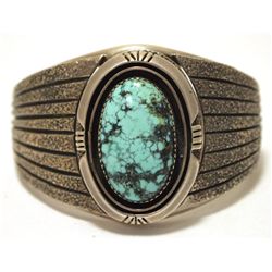 Vintage Old Pawn Navajo Spider Web Turquoise Sterling Silver Cuff Bracelet - Jefferson Abeyta