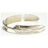 Image 2 : Navajo Turquoise Dots Sterling Silver Feather Bracelet - Chris Charley