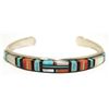 Image 1 : Zuni Multi-Stone Inlay Sterling Silver Cuff Bracelet - E Eustace - 16.3g