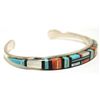 Image 2 : Zuni Multi-Stone Inlay Sterling Silver Cuff Bracelet - E Eustace - 16.3g