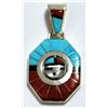 Image 1 : Zuni Multi-Stone Sun Face Spinner Sterling Silver Pendant - Don Dewa