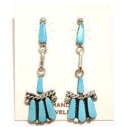 Zuni Turquoise Sterling Silver Post Earrings - Carlene Hattie