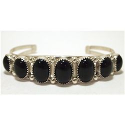 Navajo Onyx Sterling Silver Cuff Bracelet - Phillip Yazzie